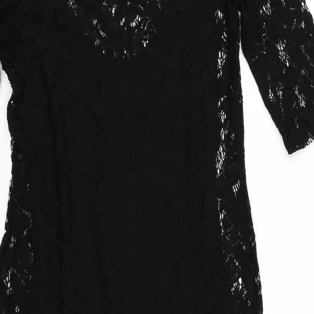 Warehouse Womens Black  Lace Bodycon  Size 14