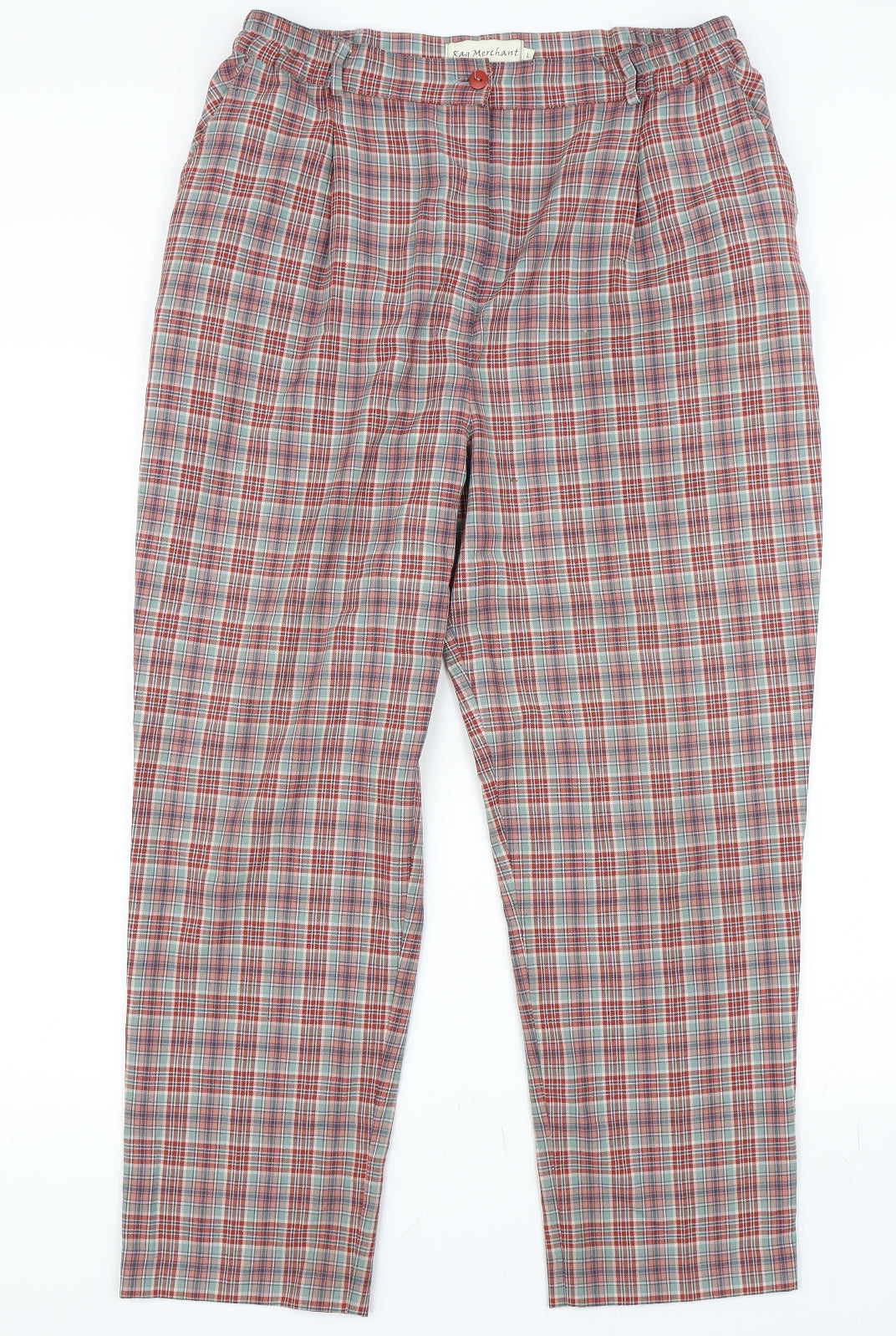 Rag Merchant Womens Pink Check  Trousers  Size L L27 in