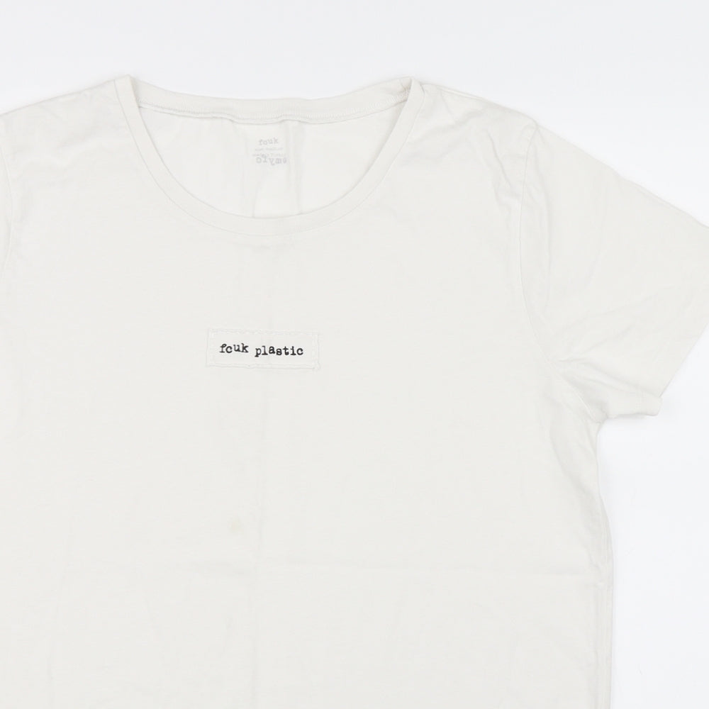 My Fc Womens White   Basic T-Shirt Size M  - Fcuk Plastic