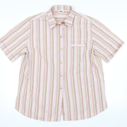 Hucke Women Womens Pink Striped  Basic Button-Up Size 18