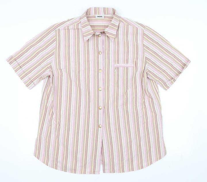 Hucke Women Womens Pink Striped Basic Button-Up Size 18