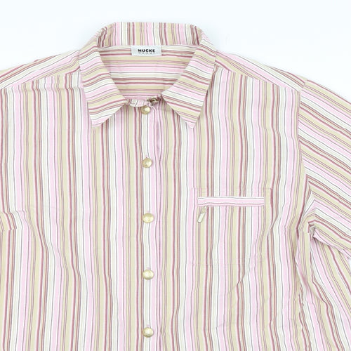 Hucke Women Womens Pink Striped  Basic Button-Up Size 18