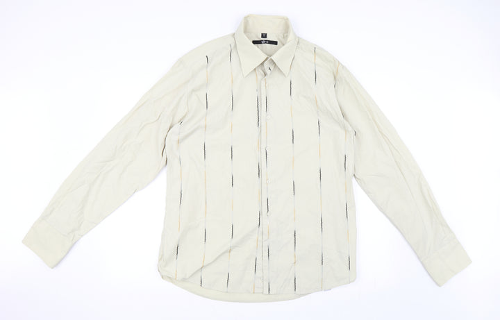 URU Mens Green Striped Button-Up Size XL