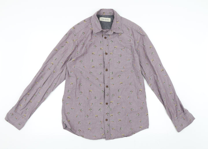 River Island Mens Purple Animal Print Button-Up Size S