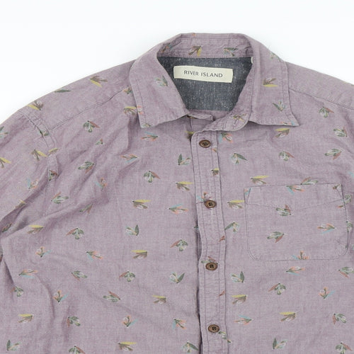 River Island Mens Purple Animal Print   Button-Up Size S