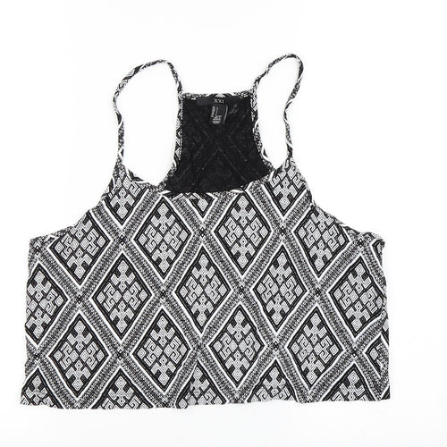 XXI Womens Black Geometric  Cropped Tank Size L