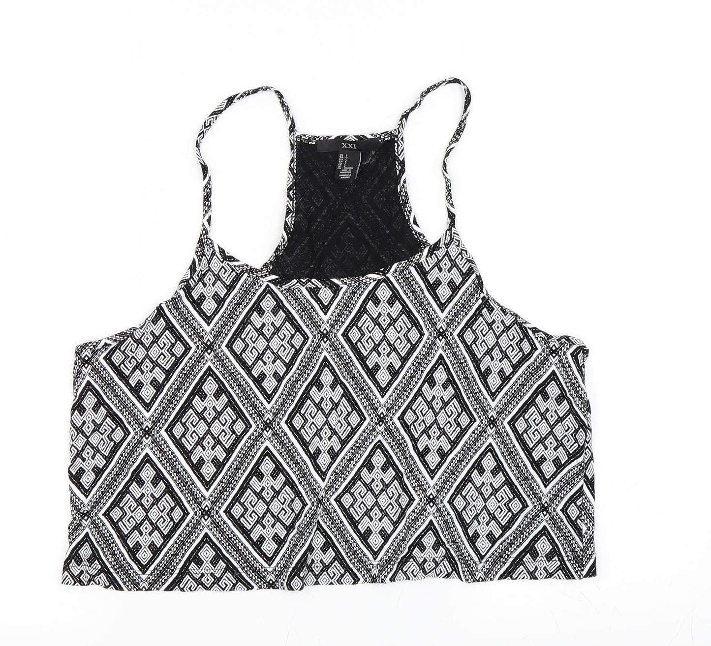 XXI Womens Black Geometric  Cropped Tank Size L