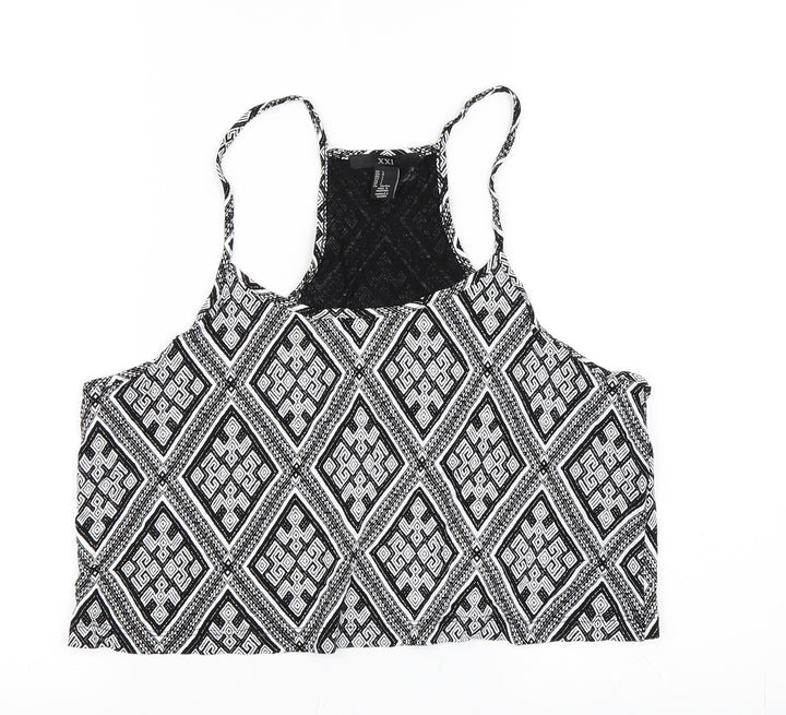 XXI Womens Black Geometric  Cropped Tank Size L