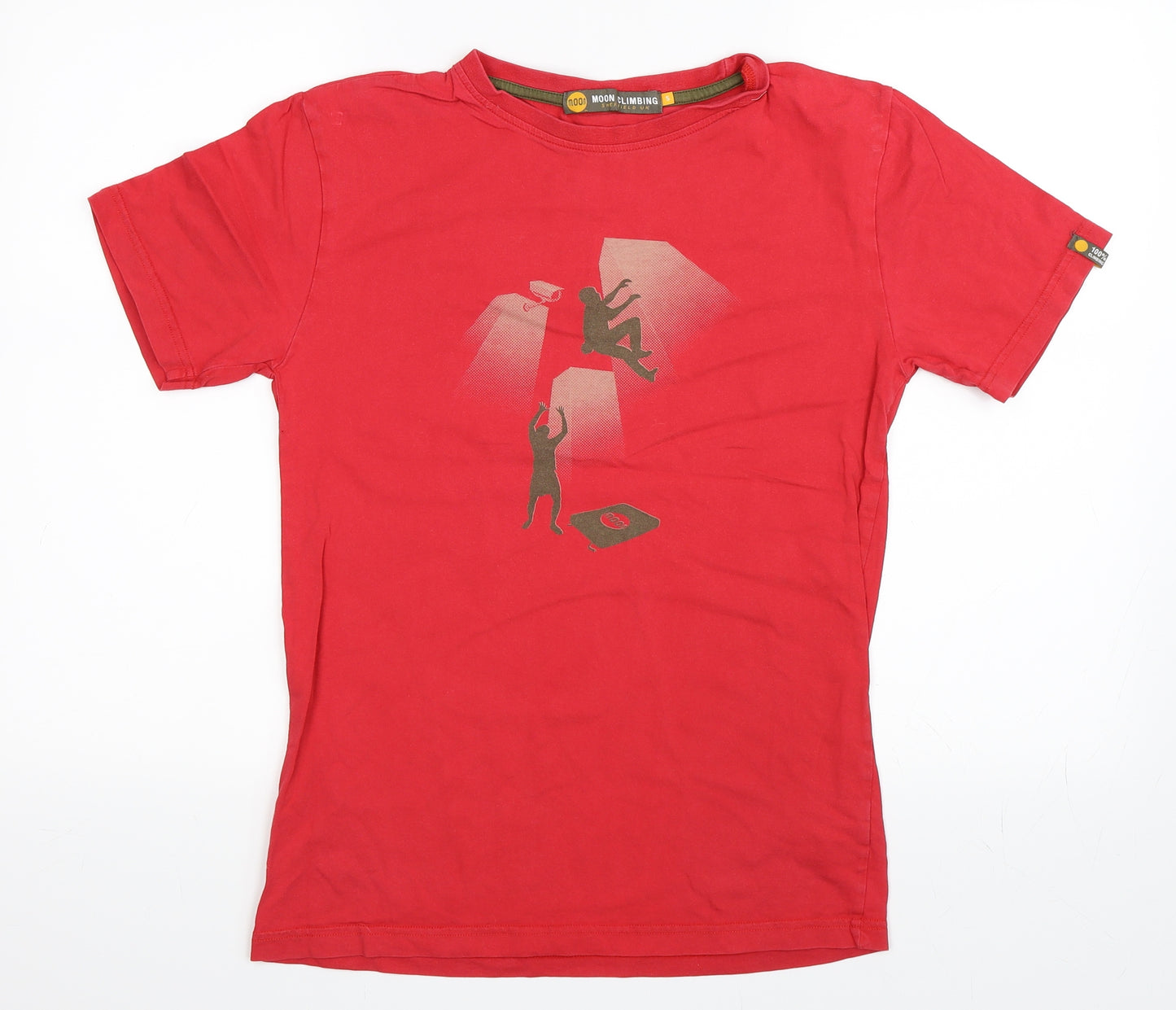 Moon Climbing Mens Red    T-Shirt Size S