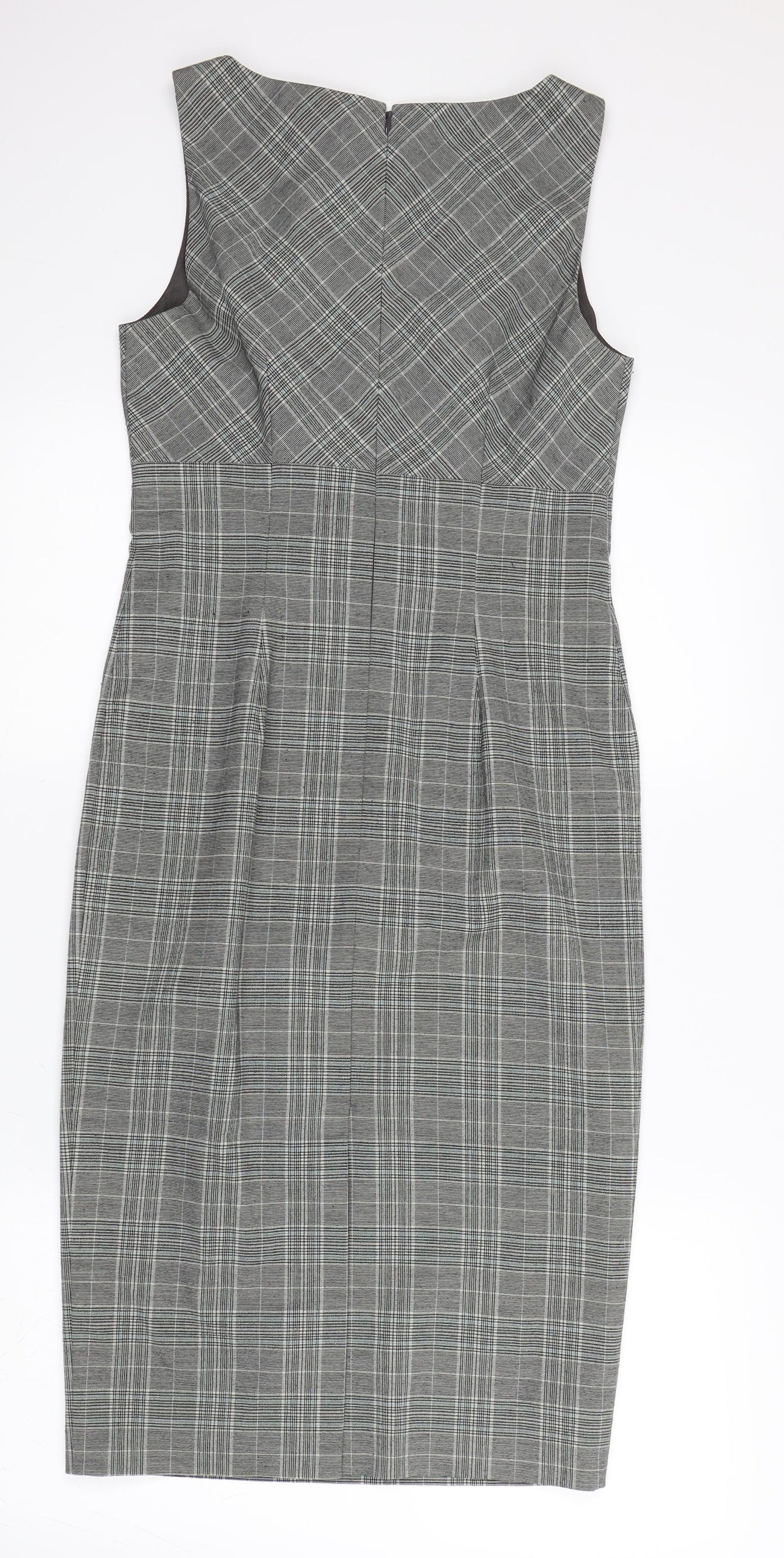 Warehouse Womens Grey Check  Pencil Dress  Size 10