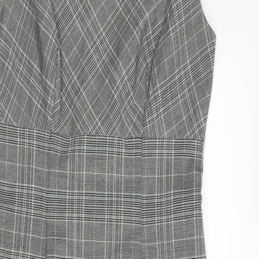 Warehouse Womens Grey Check  Pencil Dress  Size 10