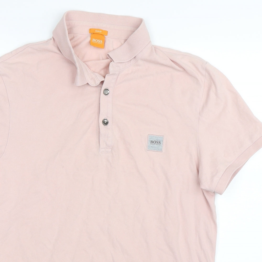 HUGO BOSS Mens Pink    Polo Size XL