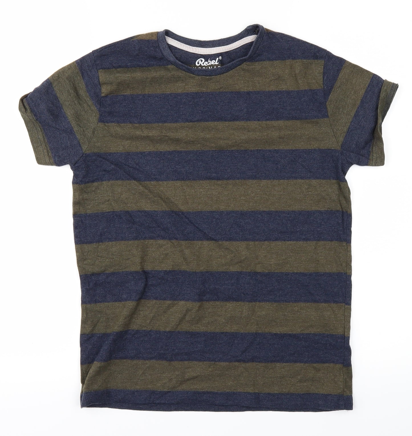 Primark Boys Green Striped  Basic T-Shirt Size 11-12 Years