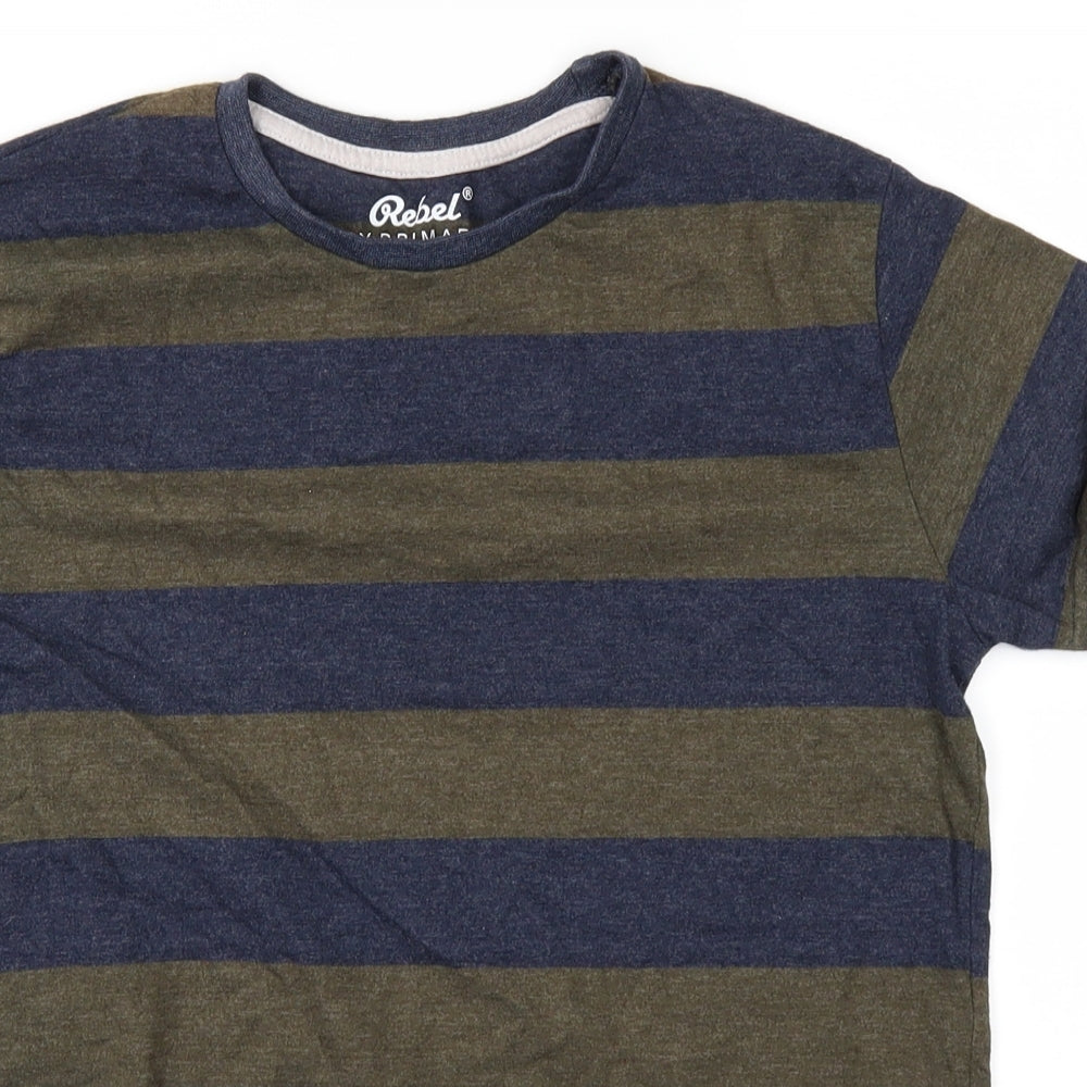Primark Boys Green Striped  Basic T-Shirt Size 11-12 Years