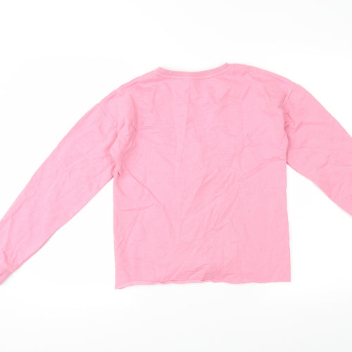 Matalan Girls Pink Houndstooth  Pullover Jumper Size 13 Years