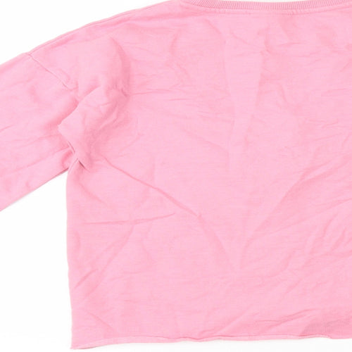 Matalan Girls Pink Houndstooth  Pullover Jumper Size 13 Years