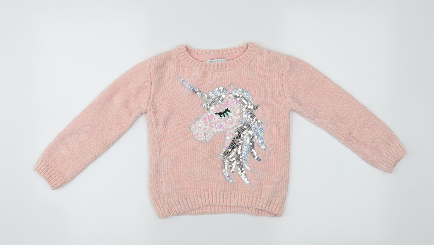 Primark Girls Pink   Pullover Jumper Size 6-7 Years