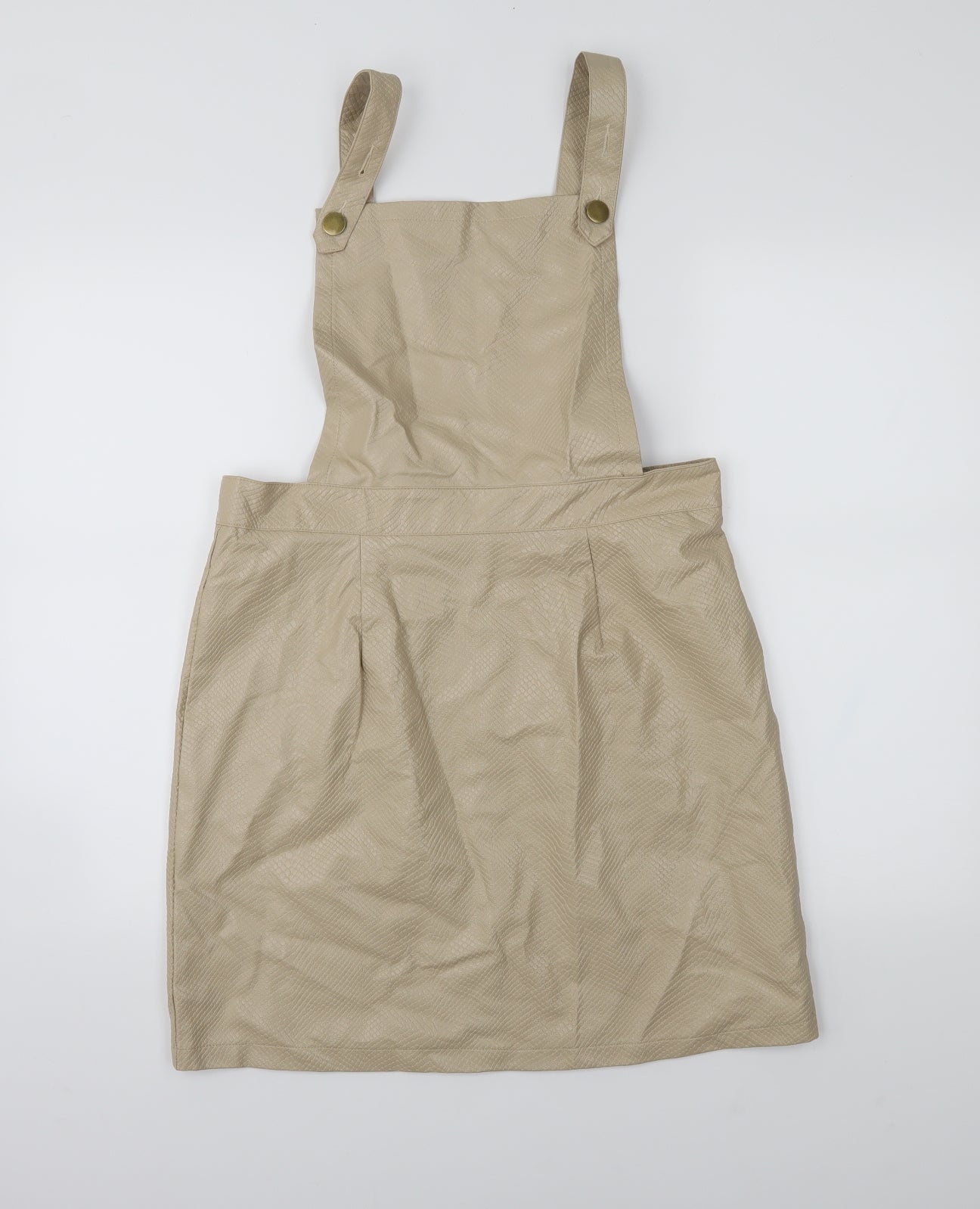 Boohoo Womens Beige   Pinafore/Dungaree Dress  Size 16