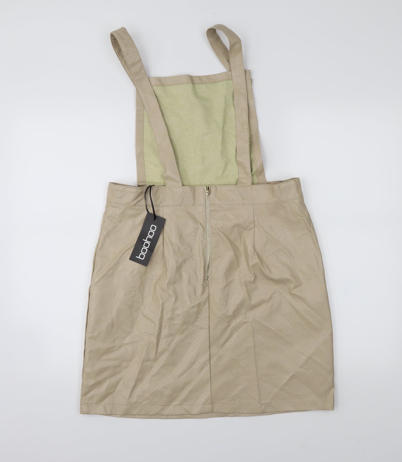 Boohoo Womens Beige   Pinafore/Dungaree Dress  Size 16