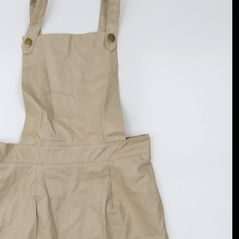 Boohoo Womens Beige   Pinafore/Dungaree Dress  Size 16