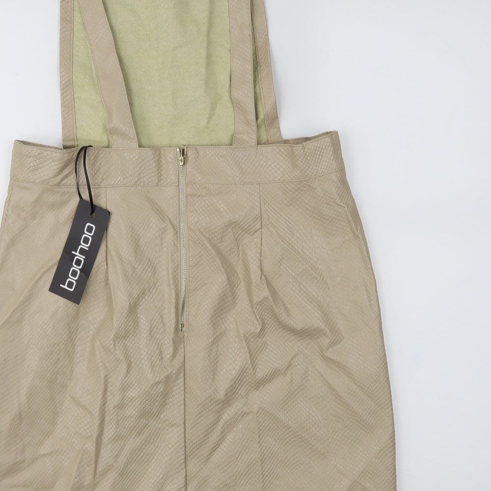 Boohoo Womens Beige   Pinafore/Dungaree Dress  Size 16