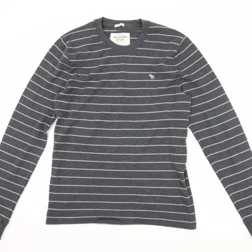 Abercrombie & Fitch Mens Grey Striped  Pullover Sweatshirt Size M  - Muscle Fit