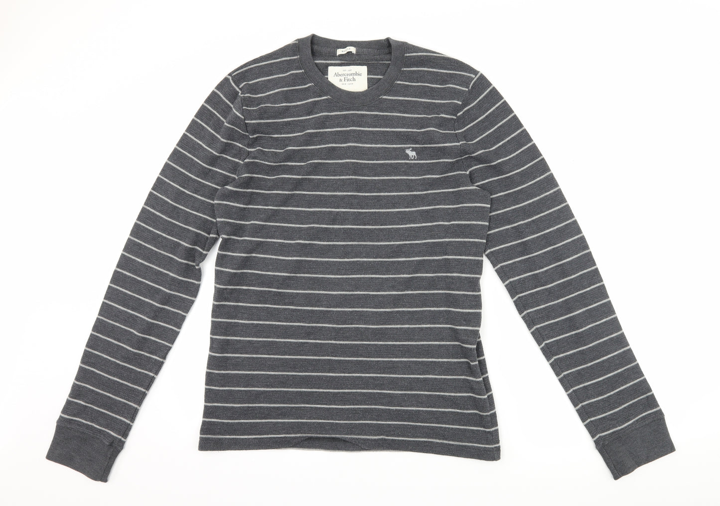 Abercrombie & Fitch Mens Grey Striped  Pullover Sweatshirt Size M  - Muscle Fit