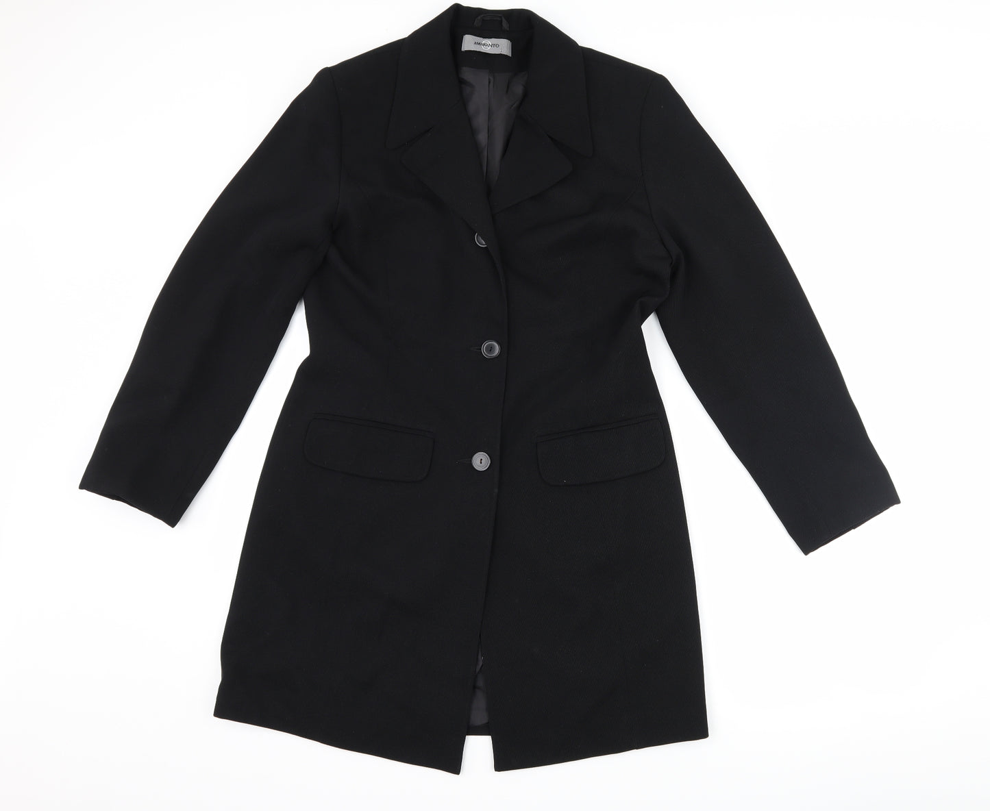 AMARANTO Womens Black   Overcoat Coat Size 12
