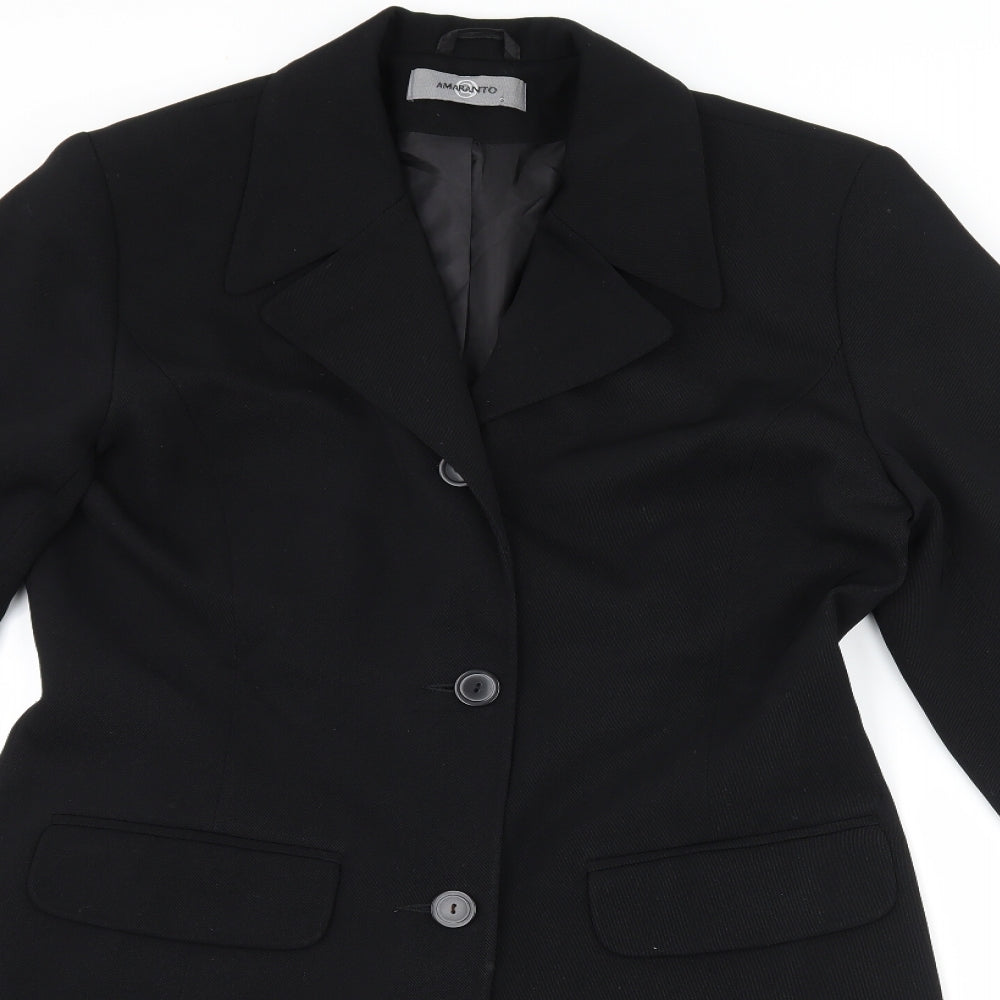 AMARANTO Womens Black   Overcoat Coat Size 12
