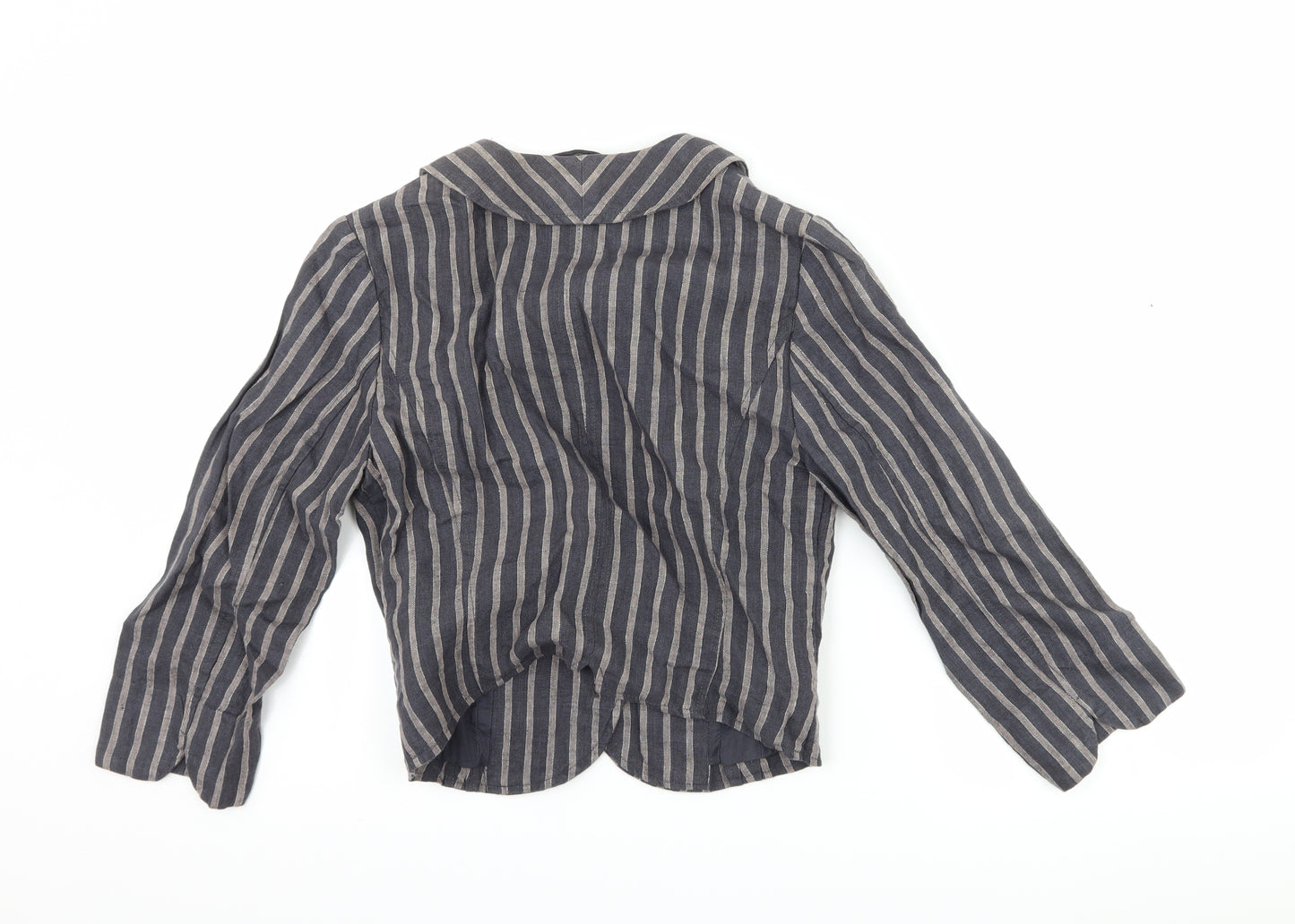 H&M Womens Blue Striped  Jacket Blazer Size 6