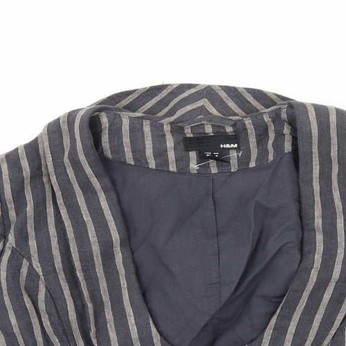 H&M Womens Blue Striped  Jacket Blazer Size 6