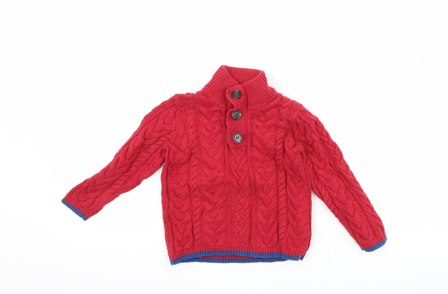 John Lewis Boys Red   Henley Jumper Size 3 Years