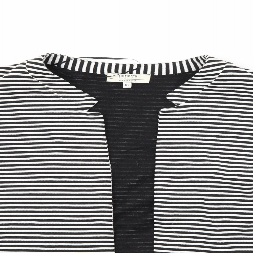 Papaya Womens Black Striped  Jacket Blazer Size 18