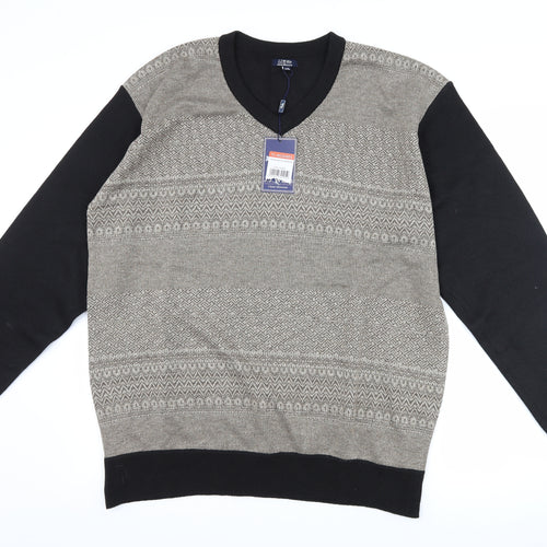 J.J.Willis Mens Black Geometric  Pullover Jumper Size 2XL