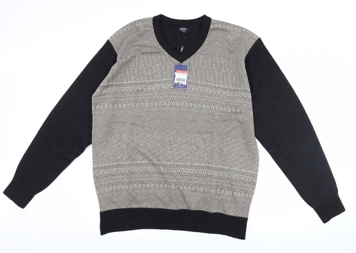 J.J.Willis Mens Black Geometric  Pullover Jumper Size 2XL