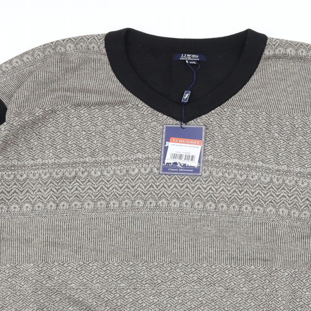 J.J.Willis Mens Black Geometric  Pullover Jumper Size 2XL