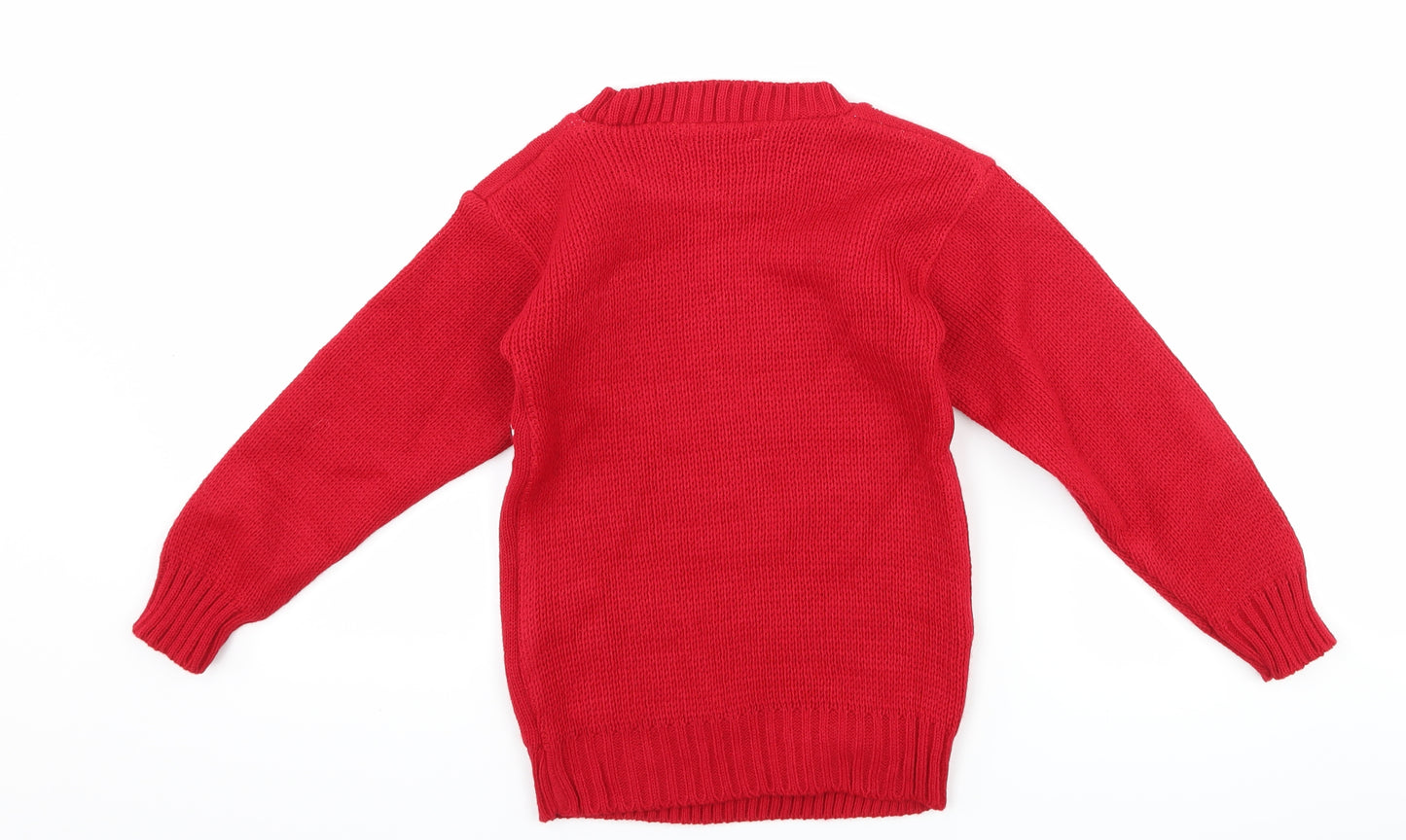 Preworn Girls Red   Pullover Jumper Size 5-6 Years  - olaf