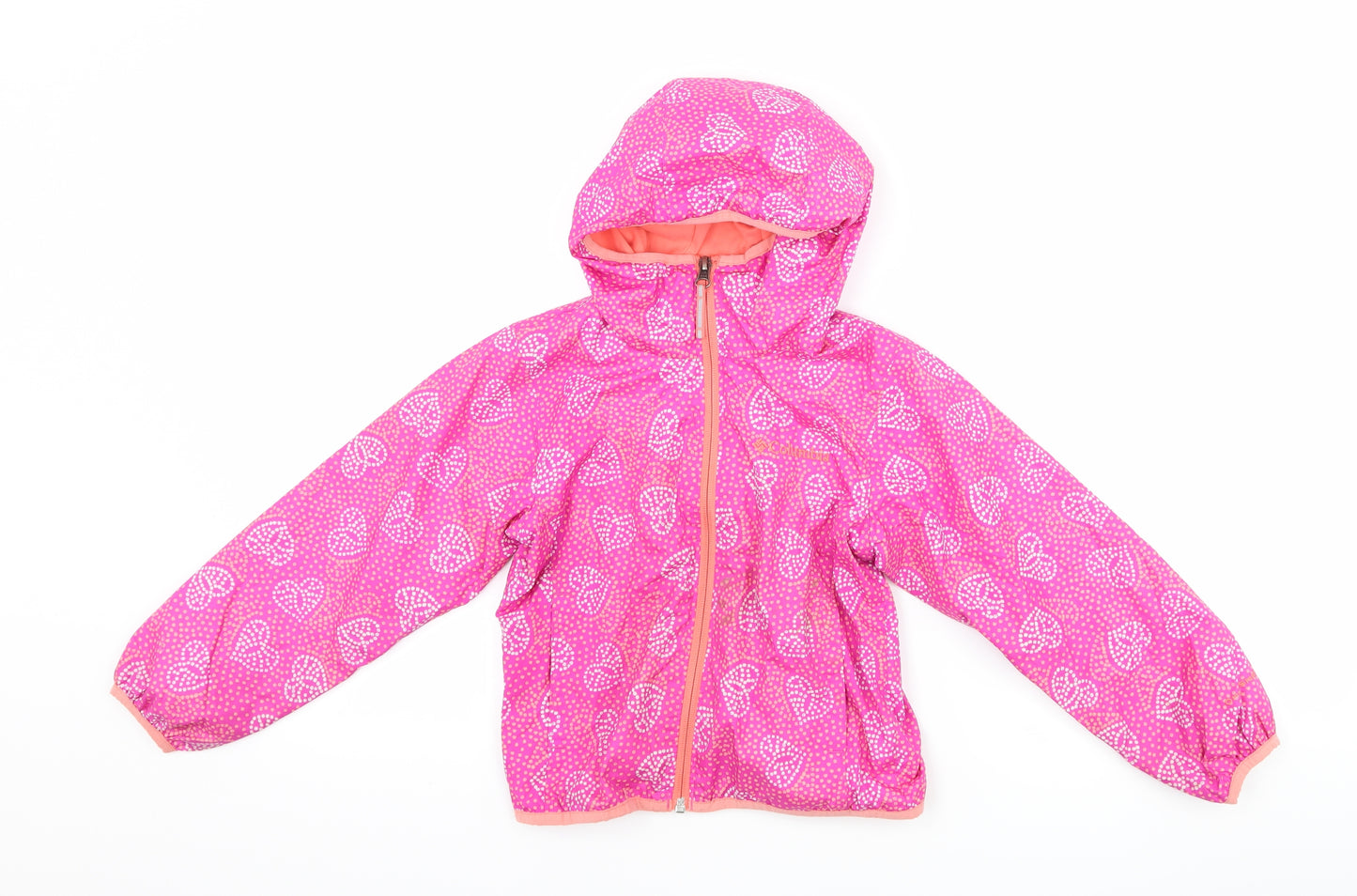 Columbia Girls Pink Polka Dot  Rain Coat Coat Size 4-5 Years  - Love heart print