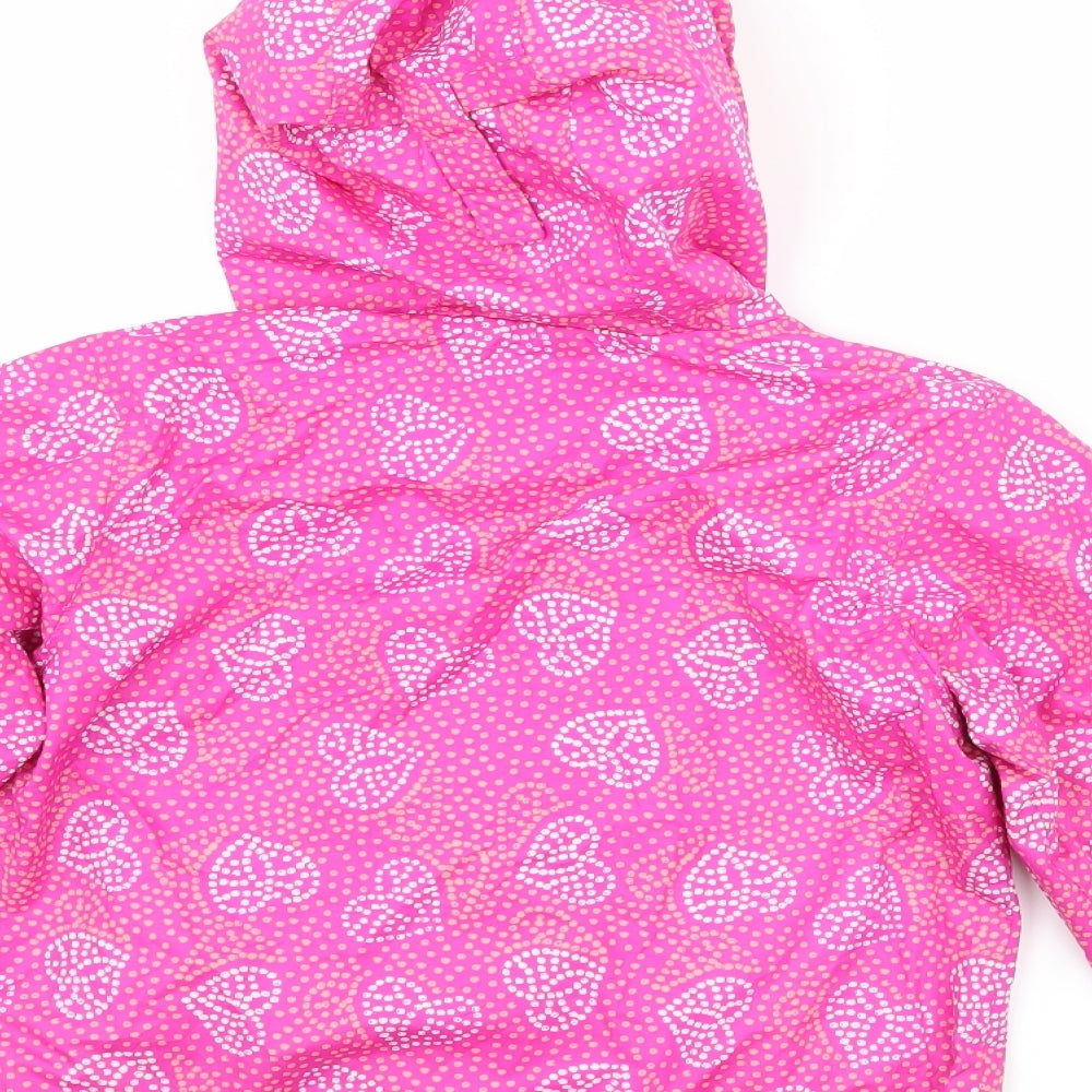 Columbia Girls Pink Polka Dot  Rain Coat Coat Size 4-5 Years  - Love heart print