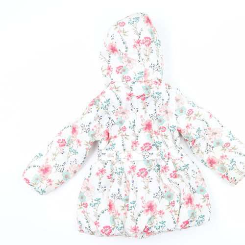 Matalan Girls Pink Floral  Puffer Jacket Coat Size 2-3 Years