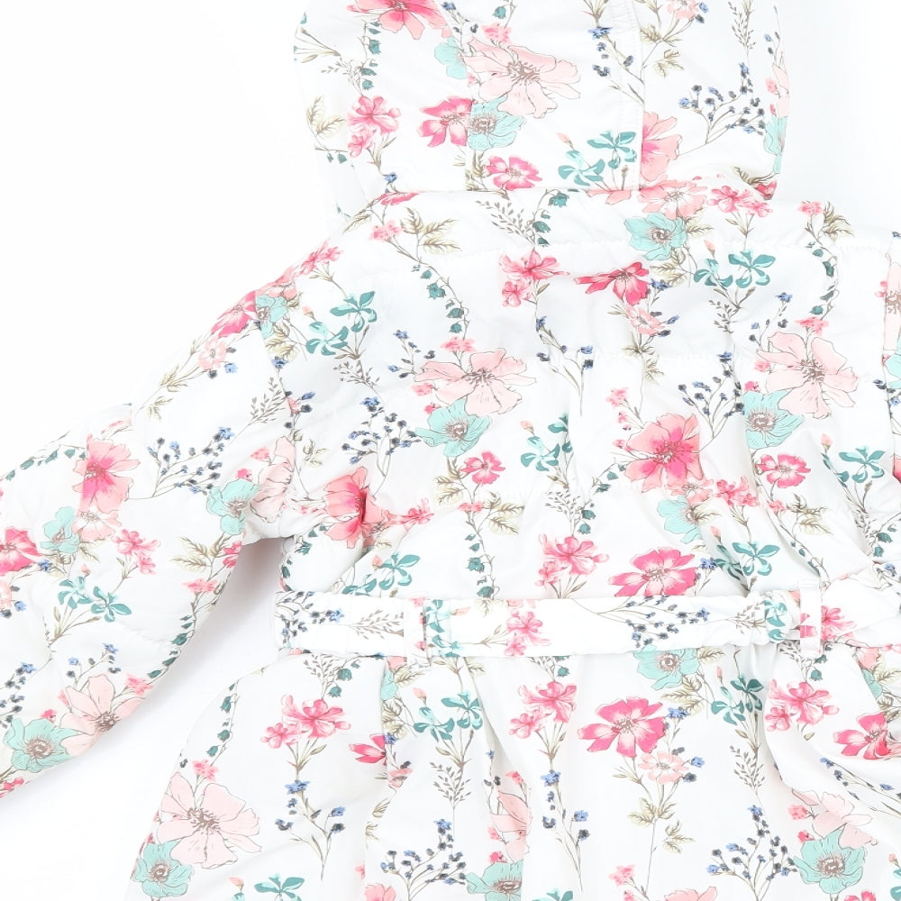 Matalan Girls Pink Floral  Puffer Jacket Coat Size 2-3 Years