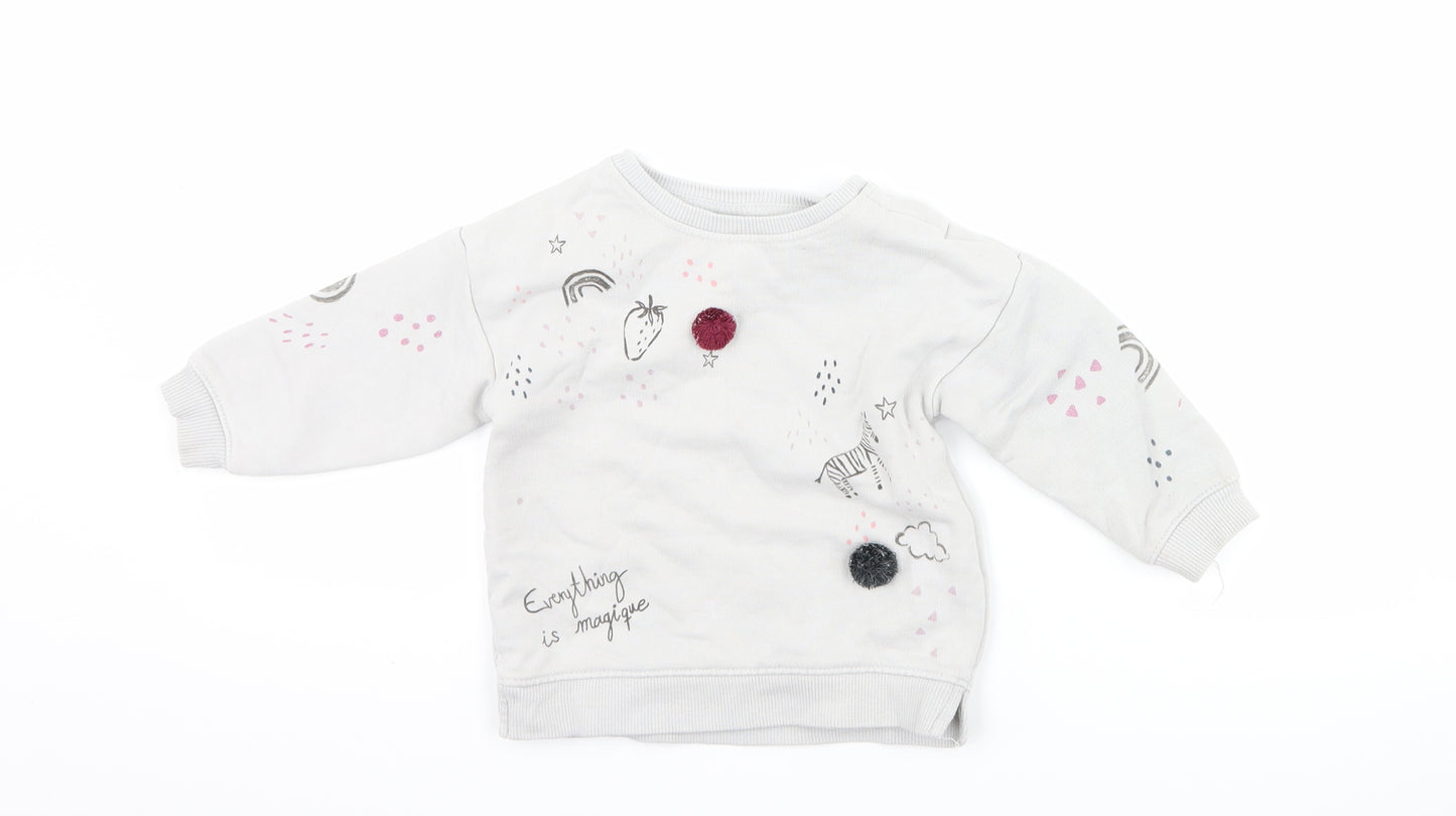 Zara Baby Grey   Pullover Jumper Size 12-18 Months  - graphic