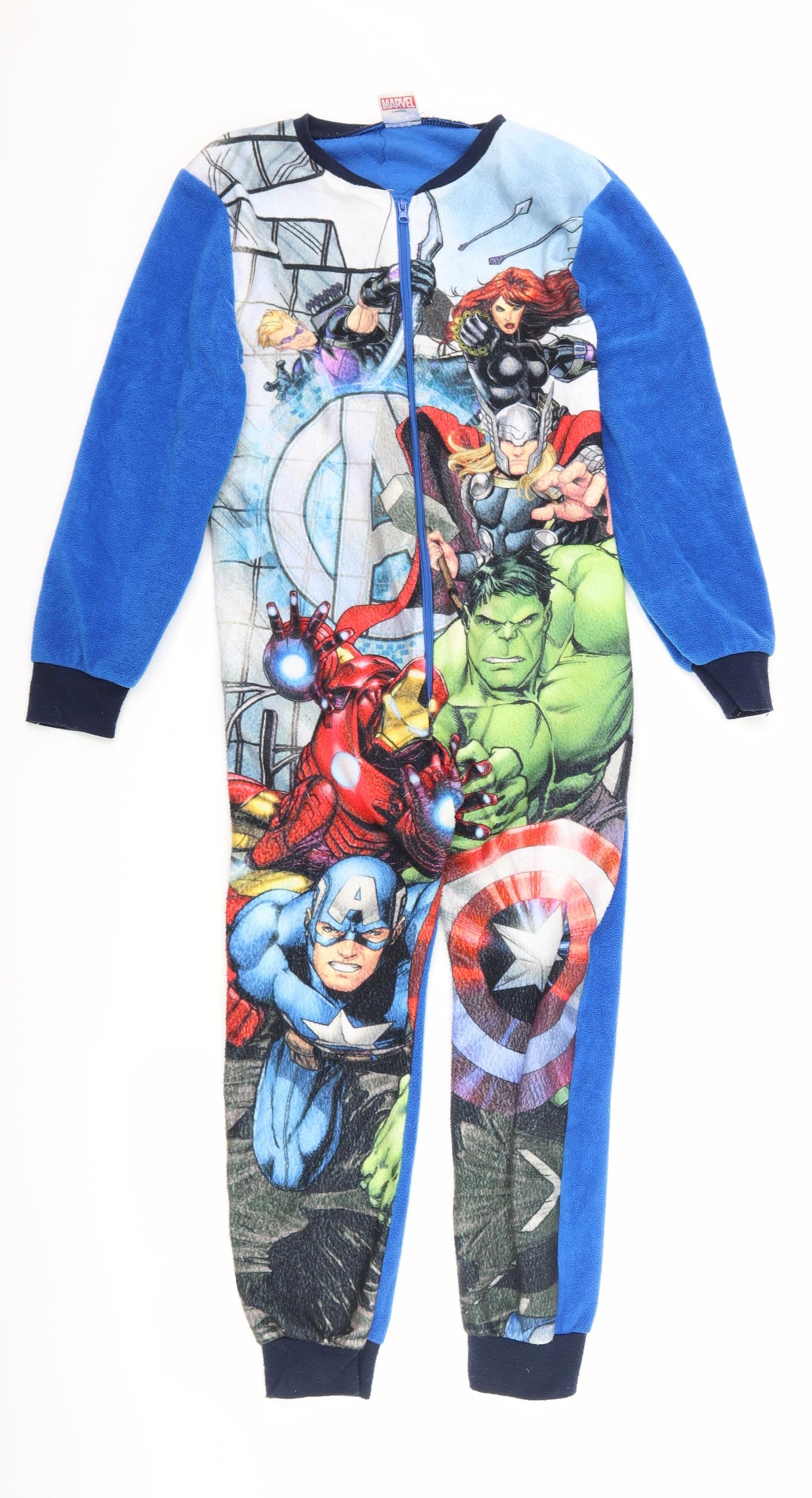 Matalan Boys Blue  Fleece  One Piece Size 7-8 Years  - marvel