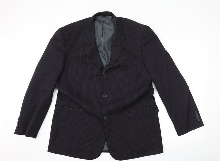 Taylor & Wright Mens Black Striped  Jacket Suit Jacket Size 44