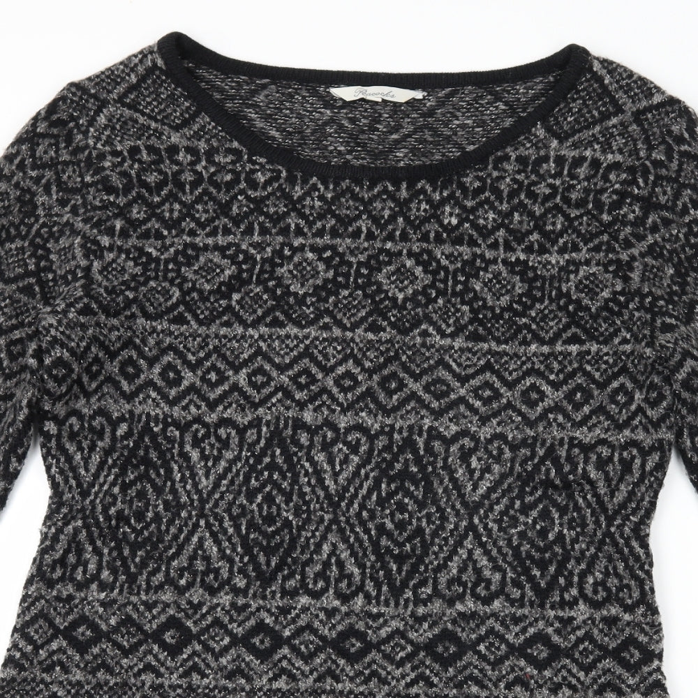 Peacocks Womens Black Geometric  Jumper Dress  Size 14