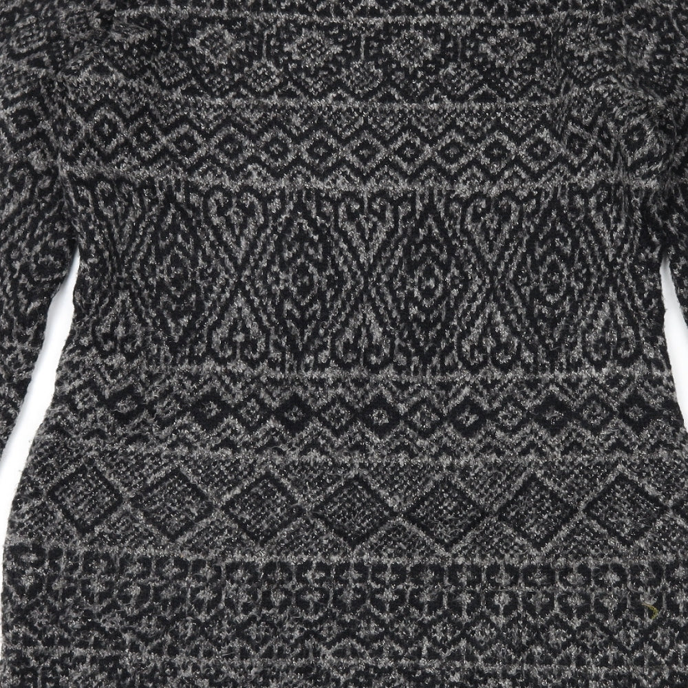 Peacocks Womens Black Geometric  Jumper Dress  Size 14
