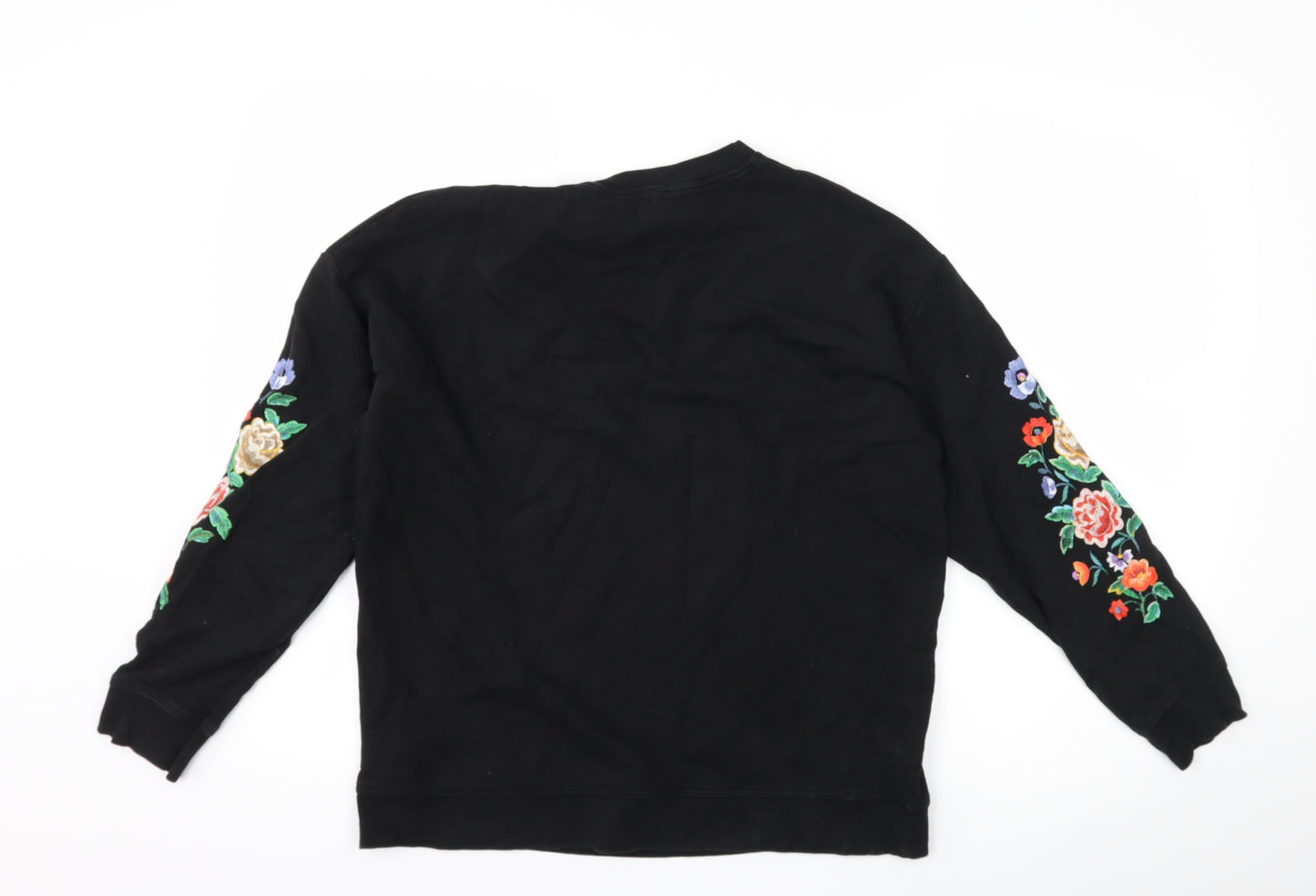 New Look Womens Black Floral  Pullover Sweatshirt Size 8