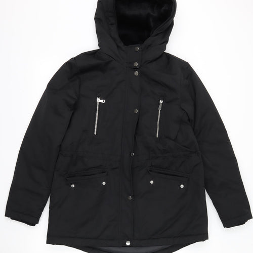 Papaya Womens Black   Rain Coat Coat Size 14