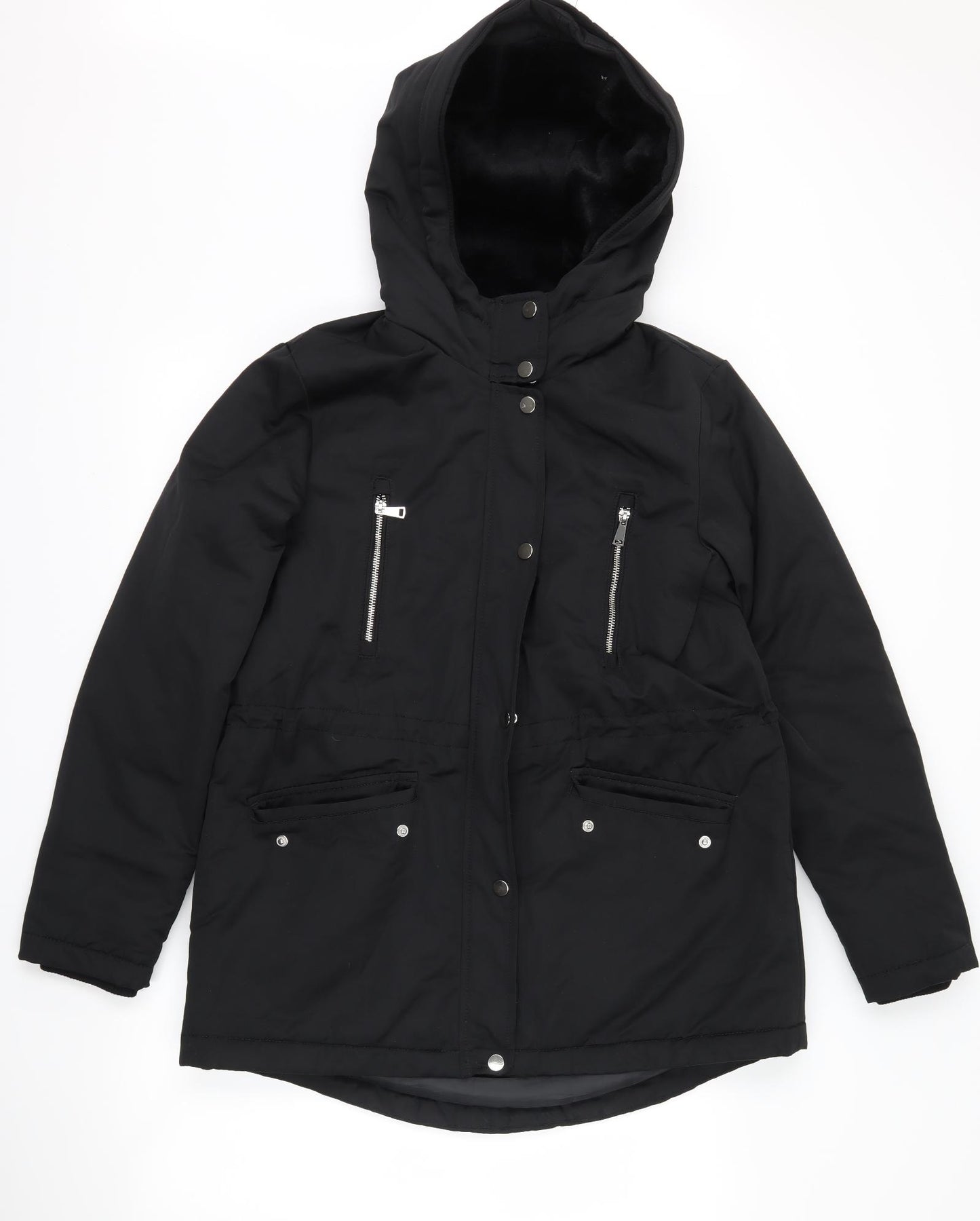 Papaya Womens Black   Rain Coat Coat Size 14