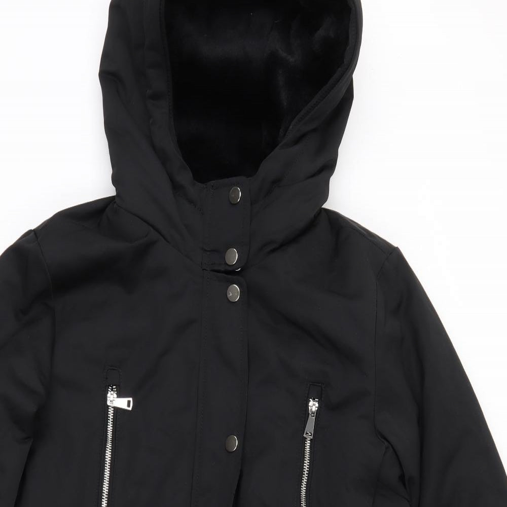 Papaya Womens Black   Rain Coat Coat Size 14